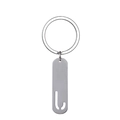 Polished stainless steel bar keychain featuring a cutout letter J pendant design - Letter J
