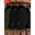 Set di pantaloncini sportivi da uomo ad asciugatura rapida neri e verdi con strisce riflettenti - Taglia L / Verde Militare E Nero