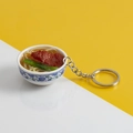 Creative PVC mini beef noodle bowl keychain with blue and white porcelain pattern - No.20 Pork Chop and Vegetable Noodles (Model)