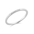 Anillo minimalista de plata con seis piedras de circonita cúbica en banda delgada - US 6 / Oro Blanco 6 Piedras