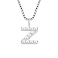 Elegant titanium steel necklace with pearl-inlaid letter Z pendant and box chain - Z-Steel Color