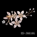 Elegant rose gold bridal hair comb with white pearls and sparkling crystal flowers - Rose Gold Artificial Pearl Rhinestone Hair Clip (HS-J6616G)