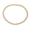 Dettaglio della collana a quadrifoglio placcata oro con zirconi colorati scintillanti - Collana in Zircone Bianco Oro