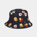 Halloween Fischerhut in Schwarz mit Kürbis und Spinnennetz Print für Damen und Herren - Schwarz Kürbis Ahornblatt Druck (9# Farbe)