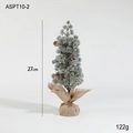Mini 27cm frosted desktop Christmas tree with pine cones and burlap base decoration - Style D (27cm Height)