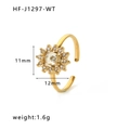 Gouden zonnebloem ring met ovale zirkoon en sprankelend bloemmotief - Verstelbaar Open / Zonnebloem Zirkonia Inlay Stijl (HF-J1297-WT) / Goud