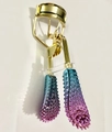 Eyelash curler with gradient blue-purple rivet handle and gold metal frame for styling - Nano Massage Handle Gold