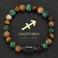 Elastic Sagittarius bracelet with natural tiger eye, turquoise and agate stones - Sagittarius