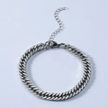 Bracciale a catena cubana argento regolabile realizzato in acciaio inossidabile - Braccialetto (18+5cm) / Argento