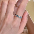 Adjustable gold butterfly ring with colorful blue and grey enamel squares on finger - Colorful Square Stone