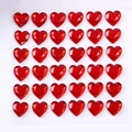 36 pieces of red heart acrylic gemstone stickers with faceted 3D crystal effect - 10mm / Red