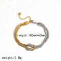 Bracciale bicolore argento e oro 18 carati con maglia a serpente e chiusura a moschettone - Bracciale Annodato Bicolore (TB5113-M)