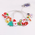 Catena luminosa LED natalizia con Babbo Natale, pupazzo di neve e decori in legno - 10 Stili Misti / 1,65m 10-LED (Scatola batteria luce fissa)