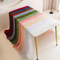Cheesecloth table runner in multiple colors with elegant pleated gauze texture - White