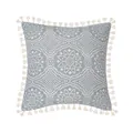 Detailed macro view of woven fabric texture and ivory tassels on mandala cushion cover - Blue Mandala Geometric Style (PE20144P-1) / 45*45cm (No Core)