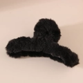 Pince à cheveux en peluche noire pour cheveux épais accessoire d'hiver minimaliste - Emballage en vrac / Noir
