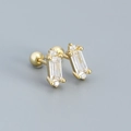 18K gold plated 925 sterling silver earrings with rectangular and round cubic zirconia - 925 Silver / Gold