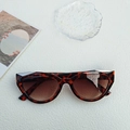 Y2K style tortoiseshell cat eye sunglasses with brown gradient lenses and silver accents - Leopard Print