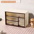 Cream and amber 4-drawer desktop storage box with clear compartments and dimensions - Beige & Brown Cream Coffee (8#)