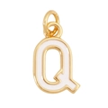 Golden edge white enamel letter Q pendant with jump ring for colorful necklace - White - Letter Q