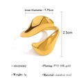 Irregular lava design open ring with PVD 18K gold plating on stainless steel - Irregular Fluid Design (SR020082)