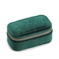 Deep green velvet jewelry organizer travel case with gold zipper closure and compact design - Dark Green