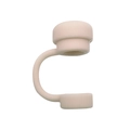 Beige silicone flower straw cover cap for 10mm tumbler straws in soft studio lighting - Khaki Cylinder