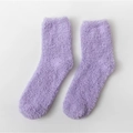 Soft purple coral fleece winter socks in solid color with warm thickened fuzzy texture - One Size / Light Purple
