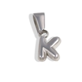 Silver 3D bubble letter K pendant made of stainless steel for personalized necklaces - K-Steel