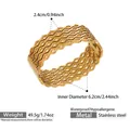 Medidas detalladas del brazalete dorado con diseño de panal mostrando ancho y diámetro - Estilo Ancho de Panal Geométrico Hueco (Z077) / Dorado