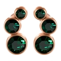 Clous 16G en acier inoxydable or rose avec trois zircons verts émeraude dégradés - 16G-6mm-Oreille Gauche / Base Or Rose - Zircon Émeraude