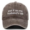 Detailed view of white embroidery on dark brown washed cotton vintage baseball cap - Adjustable / Coffee