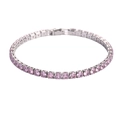 Silver tennis bracelet featuring round pink cubic zirconia stones and a secure box clasp - Silver Pink