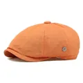 Retro orange newsboy cap in breathable mesh fabric with round metallic side detail - Adjustable / Orange