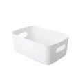Minimalist white plastic storage bin with integrated handles for home organization - Small / White