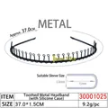 Black iron headband with teeth and protective rubber tips, 1.5cm width variant - Comb Style Iron - With Protective Sleeve