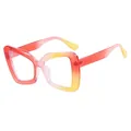 Gafas de mariposa poligonales de gran tamaño con montura degradada roja y amarilla - Gran Marco de Mariposa Degradado / Degradado Rojo Rosa Amarillo