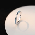 Leuchtender S925 Sterlingsilber Schmetterling Paar Ring mit hellblauem Inlay in Silber - Einstellbar Offen / Verdrehter Wellenstil/Männer / Silber