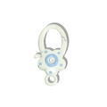 Light green flower shaped spring ring keychain clasp with blue core DIY alloy connector - Off-white