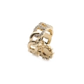 Gold chain ring with hollow floral pendant and sparkling cubic zirconia stones - Adjustable Open / Gold with Flower Pendant