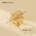 Specifiche dettagliate delle dimensioni per l'anello a margherita in acciaio dorato - Forma di Margherita (NMSR-G1110-1)