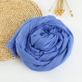 Royal blue cotton linen scarf with frayed edges in a soft spiral fold aesthetic - 190x100cm / 14#Royal Blue