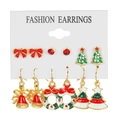 6er-Pack Weihnachts-Ohrringe-Set mit roten Schleifen, Bäumen und goldenen Glocken - HS503-1