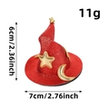Mini cappello da strega rosso glitterato per Halloween con ricamo di stelle e lune - Taglia unica / Rosso