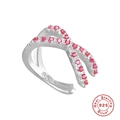 Crossed S925 sterling silver ear cuff with sparkling pink cubic zirconia stones - Platinum - Rose Red Zirconia (1 Piece)
