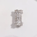 Macro shot of silver sterling clasp encrusted with cubic zirconia for DIY jewelry - Type B: White Gold White Zirconia Trumpet/Crown Shape Screw Clasp