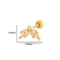 Gold leaf screw back stud earring with marquise cubic zirconia 1.04cm width - Leaf (0186-6# Gold)