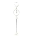 DIY beaded keychain accessory with white coated alloy lobster clasp and ring set - White