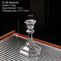 Nordic hexagonal clear glass candlestick holder, medium size C-28 for home table decor - Hexagonal Glass Candle Holder - Medium / Clear