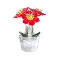 Elegant red crystal flower ornament in a faceted clear pot for home desktop decor - Maple Leaf Flower-Red